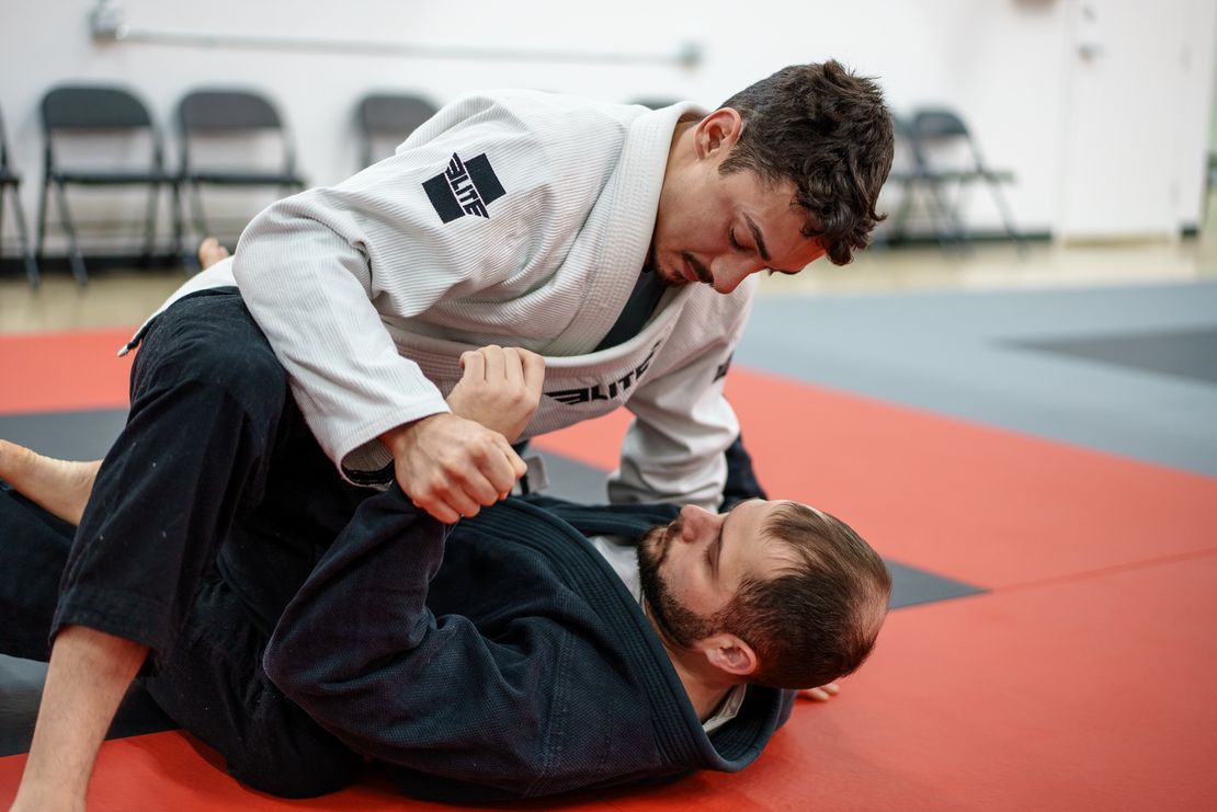 Adult BJJ students training in a drop-in class at Journey Brazilian Jiu-Jitsu Academy in Madison
