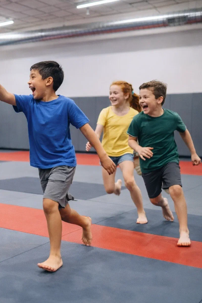 Kids birthday party on the mat at Journey BJJ Academy in Madison WI
