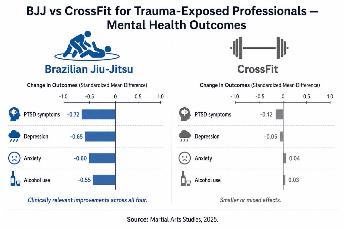 BJJ vs CrossFit mental health outcomes comparison for trauma-exposed professionals