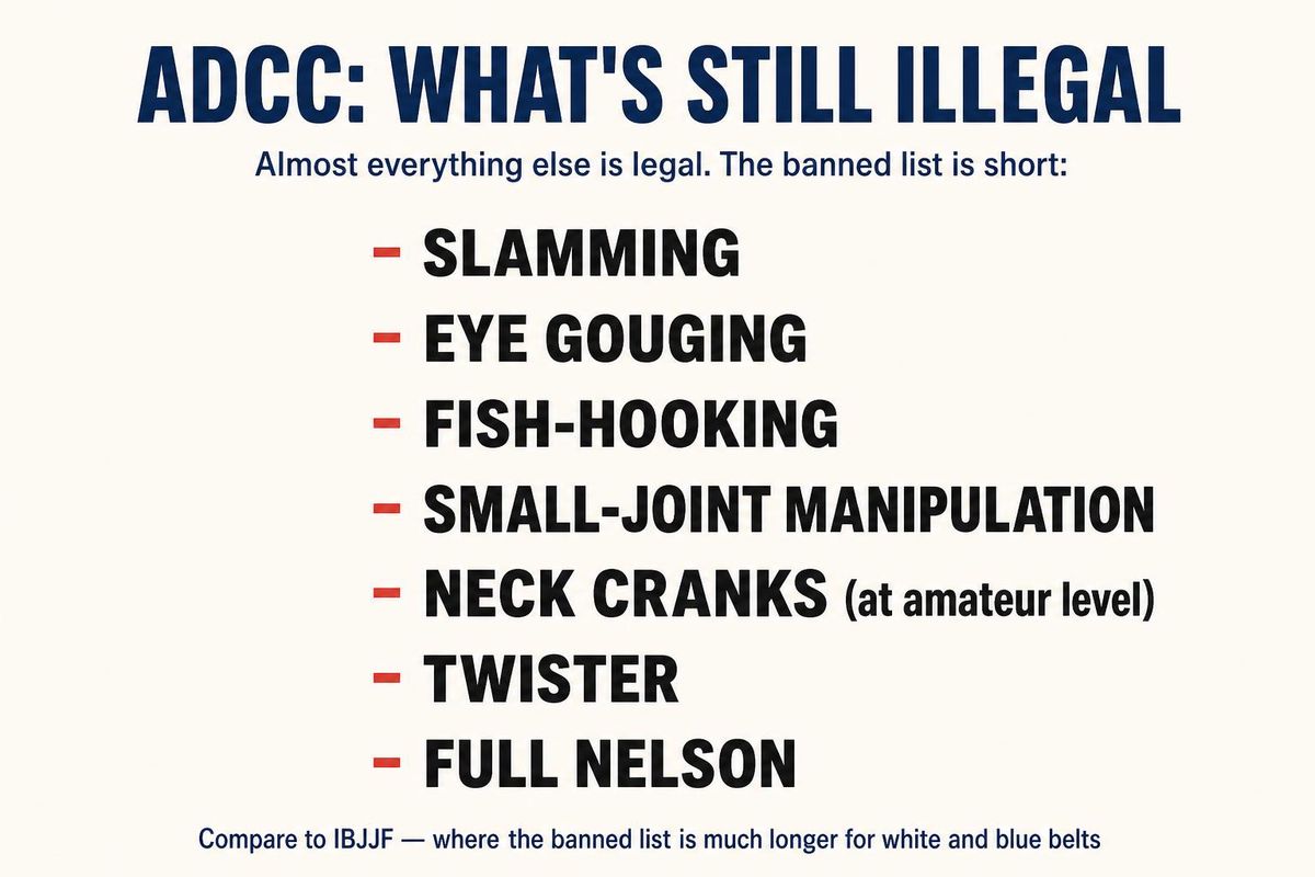 ADCC: what's still illegal — short list of banned moves