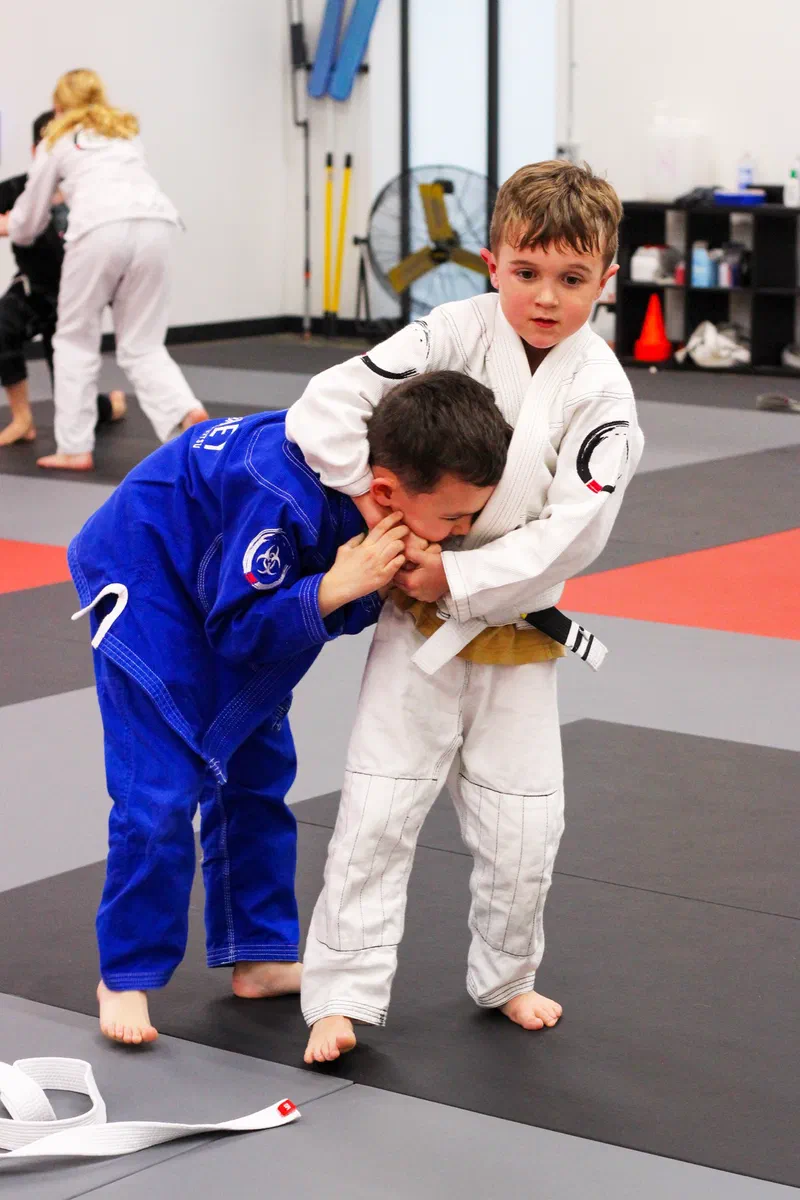 Young students learning self-defense and confidence through kids martial arts training