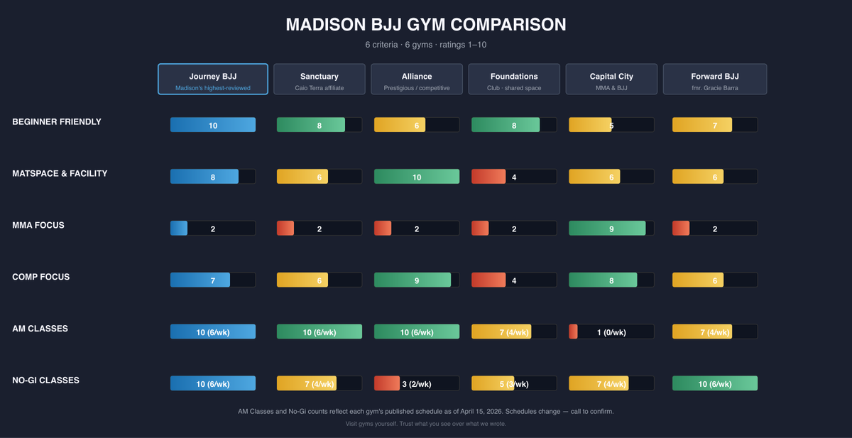 madison bjj gym comparison