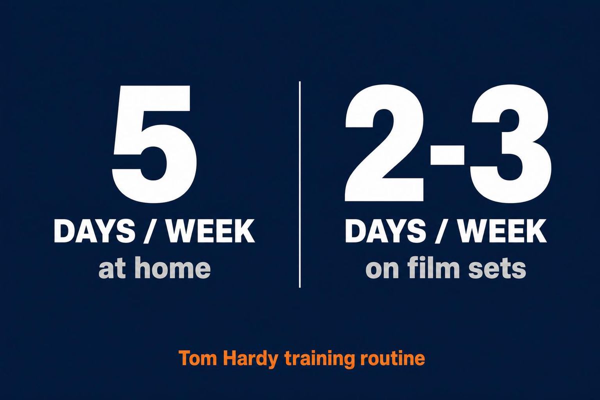 Tom Hardy training routine: 5 days a week at home, 2-3 days a week on film sets