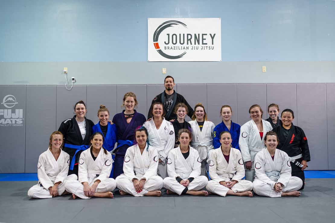 Group of confident women after BJJ training at Journey Academy Madison
