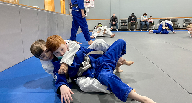 photo of kids self defense class in progress