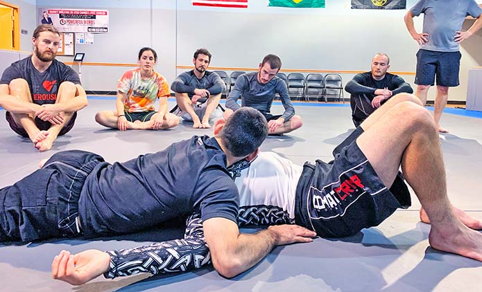 Image of an MMA Madison No gi Jiu jitsu class in session